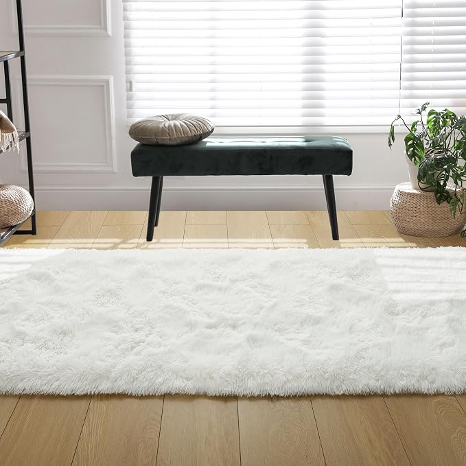 Tepook Soft Runner Rugs for Bedroom 2x6 ft with Rubber Backing, Cream Fluffy Rugs for Living Room, Shag Bedside Rug Fuzzy Plush Carpet for Room, Area Rug for Dorm Nursery Hallway Indoor Home Decor - Image 7