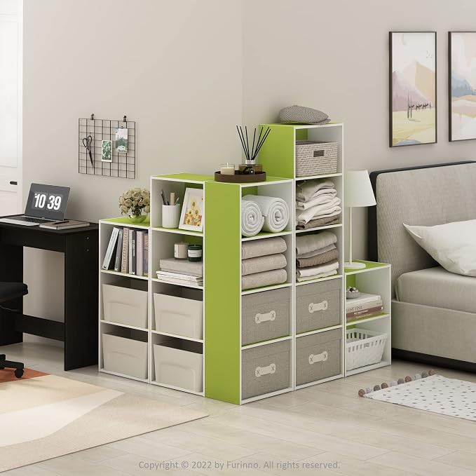 Furinno Luder Bookcase / Book / Storage, Green/White, 2-Tier - Image 2