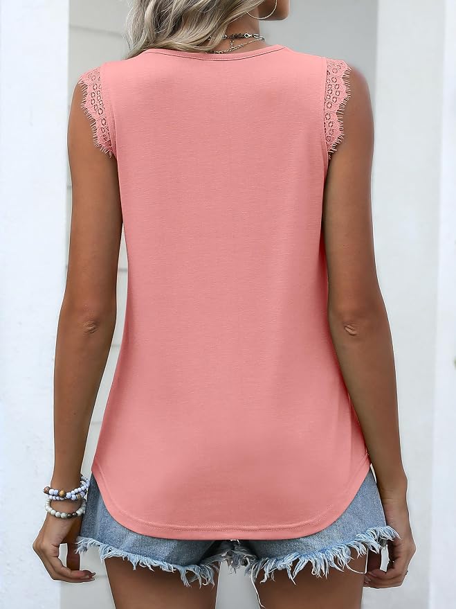 ANRABESS Womens Lace Trim Tank Tops V Neck Sleeveless Shirts 2026 Summer Casual Trendy Dressy Cami Top - Image 5