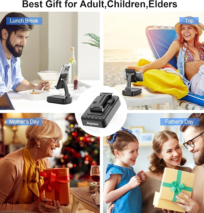 Gifts for Men Women, Phone Stand with Bluetooth Speaker and Charging Function 360° Rotable Angle Adjustable Cell Phone Holder with HD Stereo Sound Fits All Phones,Tablet (Black) - Image 6