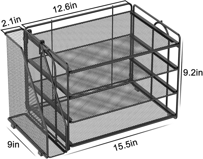 Spacrea 4-Tier Paper Organizer for Desk with File Organizer | Desk Organizers and Accessories Desk Accessories & Workspace Organizers for Office Supplies (Black) - Image 5