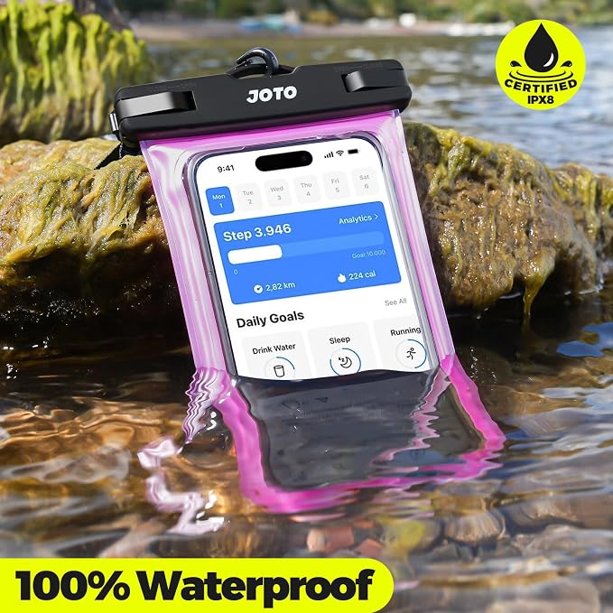 JOTO Up to 7" Universal Waterproof Phone Case for iPhone 17 Air 16 15 14 13 12 11 Plus Pro Max, IPX8 Cellphone Dry Bag XR X SE, Galaxy S23 S22 S21 S20+ S20 S10 Plus Note, Pixel -Pink - Image 2