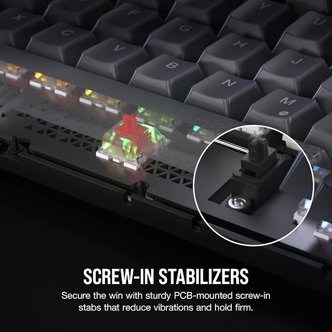 Corsair K65 Plus Wireless 75% RGB Mechanical Gaming Keyboard – Pre-Lubricated MLX Red Linear Switches – PBT Dye-Sub Keycaps – PC, Mac, PS5, PS4, Xbox, iPad – QWERTY NA – Black/Gray - Image 11