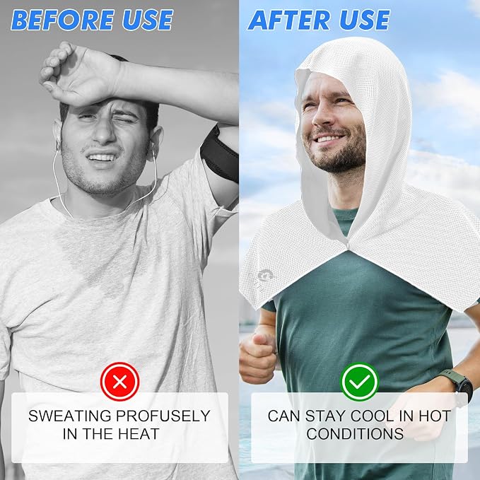 CSITE 3 Pack Cooling Hoodie Towels for Neck and Face, UPF 50 Sun Protection & Instant Cooling, Ice Towels for Hot Weather, Soft Breathable Towel for Sport, Work Out, Gym, Camping & More Activities - Image 4