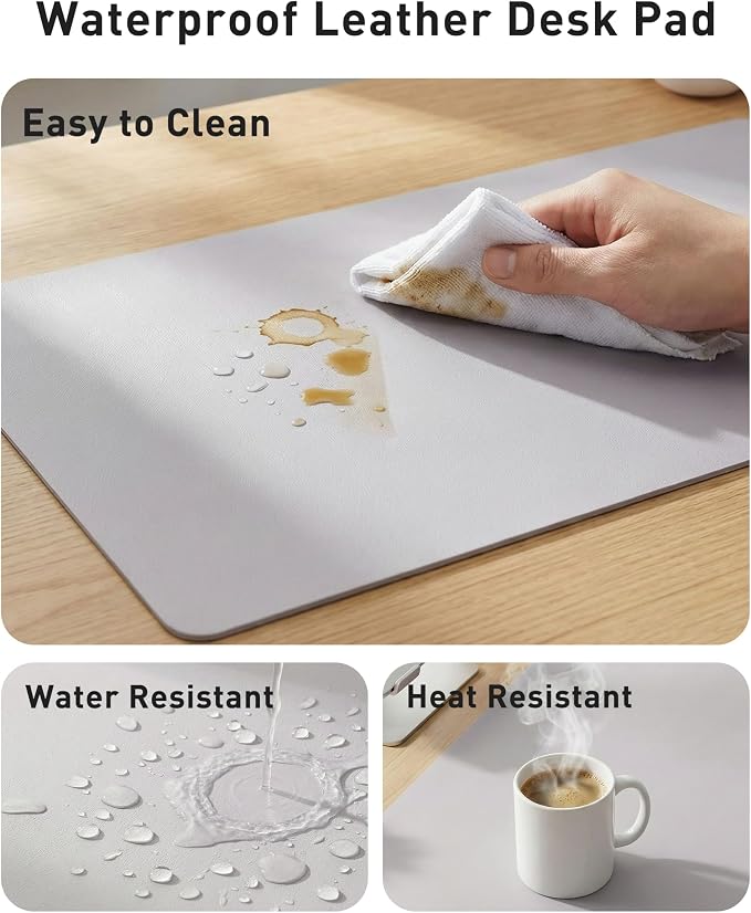 Aothia Faux Leather Desk Mat - Large Mouse Pad, Non-Slip PU Leather Blotter, Waterproof Writing Surface for Office and Home (Smoky Lavender, 42" x 17") - Image 7