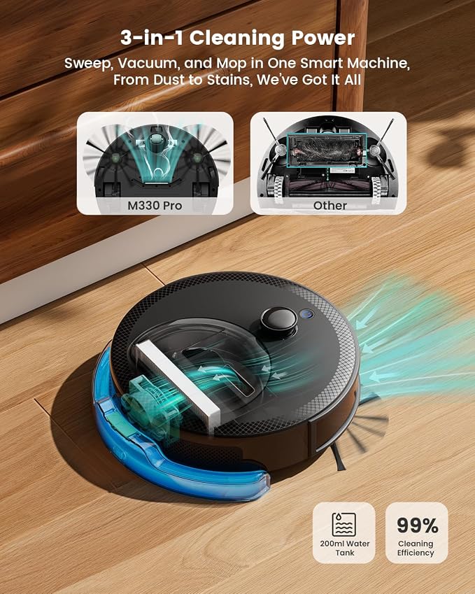 Lefant Robot Vacuum and Mop, 450ml Visible Dustbin, Upgraded 190° PSD Obstacle Avoidance, Customized Cleaning, Multi-Floor Mapping, 150 Mins Runtime, 2.4G/5G WiFi, Pet Hair & Carpets, M330 Pro - Image 5