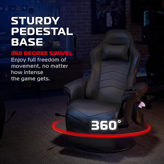Respawn 900 Gaming Recliner Chair with Footrest, Cup Holder and Swivel | Ergonomic gaming recliner with footrest, cup holder, lumbar support, 135° recline & 360° swivel for console gaming - Image 6