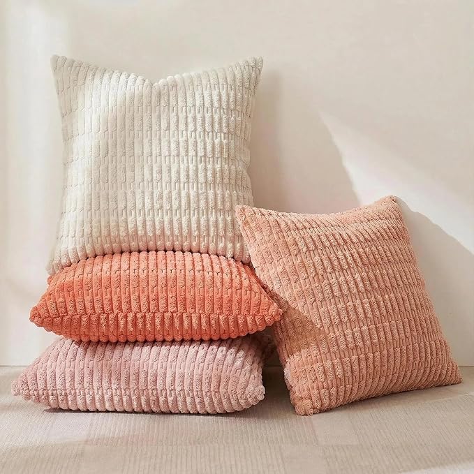 Fancy Homi 4 Packs Decorative Throw Pillow Covers for Living Room Couch Bed, Modern Farmhouse Boho Home Décor Accent Cushion Case, 22" x 22", Pink Series - Image 2