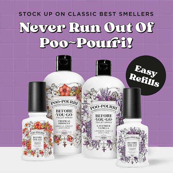 Poo-Pourri Before-You-Go Toilet Spray Refill, Lavender Vanilla,16 Fl Oz, Up to 800 Uses, Bathroom Odor Deodorizer with Essential Oils for Home or Work, Lavender, Vanilla and Citrus Scent - Image 6