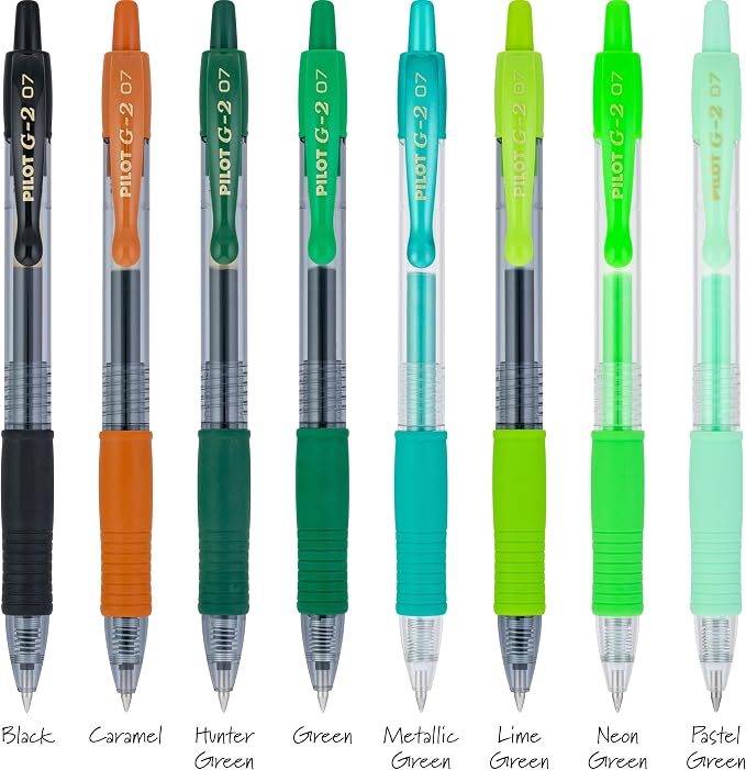 Pilot G2 Premium Gel Roller Pens, G2 Boost Green Pens Pack, The Colors of Balance, 8 Pack Pouch, Fine Point 0.7 mm, Assorted - Image 6