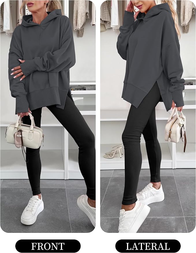 ANRABESS Womens Oversized Hoodies Long Sleeve Fleece Side Slit Hooded Sweatshirts Pullover 2026 Fall Outfits Y2K Clothes - Image 6