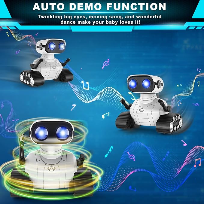 Hamourd Robot Toys for 3 Years Old Boys Girls- Rechargeable Remote Control Robots, Emo Robot with Auto-Demonstration, Flexible Head & Arms, Dance Moves, Music, and Shining LED Eyes, Kids Toys Gifts - Image 3