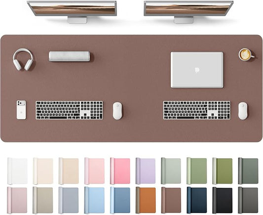 YSAGi Leather Desk Protector, Office Mat, Large Mouse Mat, Non-Slip PU Leather Blotter, Laptop Desk Mat, Waterproof Writing Pad for Office and Home(Chocolate, 63" x 24") by YSAGi