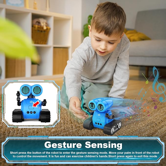 Hamourd Robot Toys for Boys Girls, Emo Robot with Walkie-Talkie Function, Gesture Sensing, Flexible Head & Arms, Programming Motion, Dance Moves, Music, Multi-Mode LED Eye, Toys for Ages - Image 6