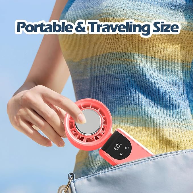 Portable Handheld Turbo Foldable Mini Personal Fan, Rechargeable 3-IN-1 Hand/Desk/Neck Fan Cooling Ice Fan,Travel Essentials Gifts for Women,Men, 12Hrs, 5000mAh, 100 Speeds - Image 2