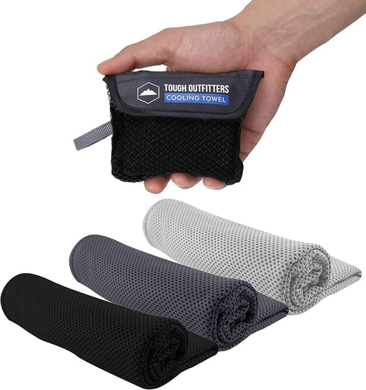 Tough Outdoors Cooling Towels for Neck Face - Neck Cooling Towel for Hot Weather Yoga Sports Golf Sweat - Instant Cold Towel - 3 Pack by ToughOutdoors
