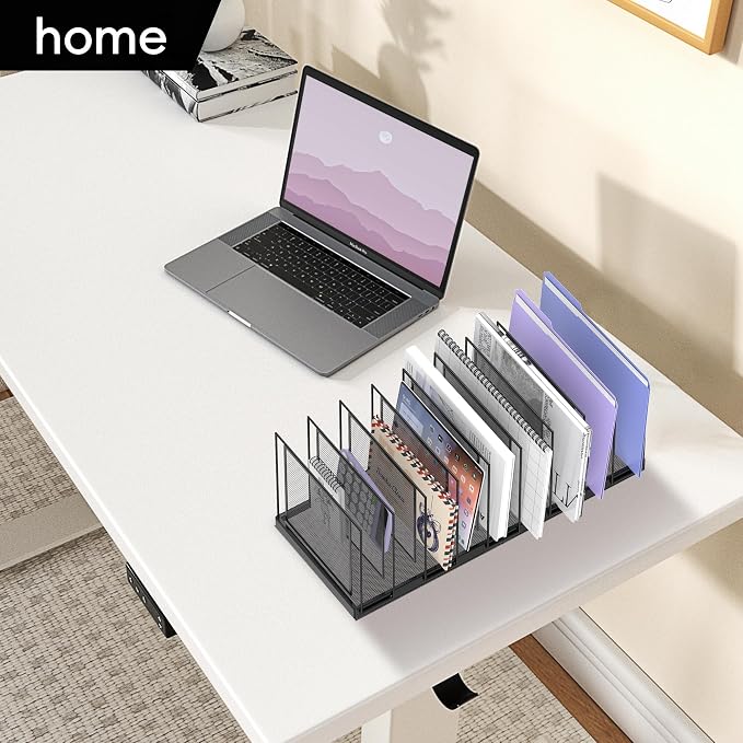 9-Section Desk File Organizer, Vertical File Holder, Mesh Desktop File Folder Metal File Organizer Stand for Office Home Classroom, Black, 2 Pack - Image 9