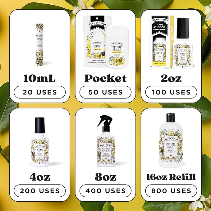 Poo-Pourri Before-you-Go Toilet Spray Bundle, Original Citrus 2 Fl Oz and Original Citrus 1 Fl Oz Pocket Travel Size - Lemon, Bergamot and Lemongrass - Image 11