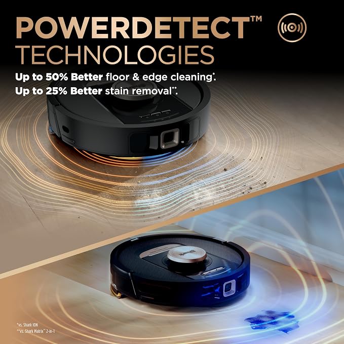 Shark PowerDetect NeverTouch Pro Robot Vacuum & Mop, Black,RV2820ZE | 5 PowerDetect Technologies, NeverStuck, NeverTouch Pro Base (Self-Empty 60-Day, Refill, Pad Wash/Dry), 360° LiDAR + 3D Sensor - Image 5