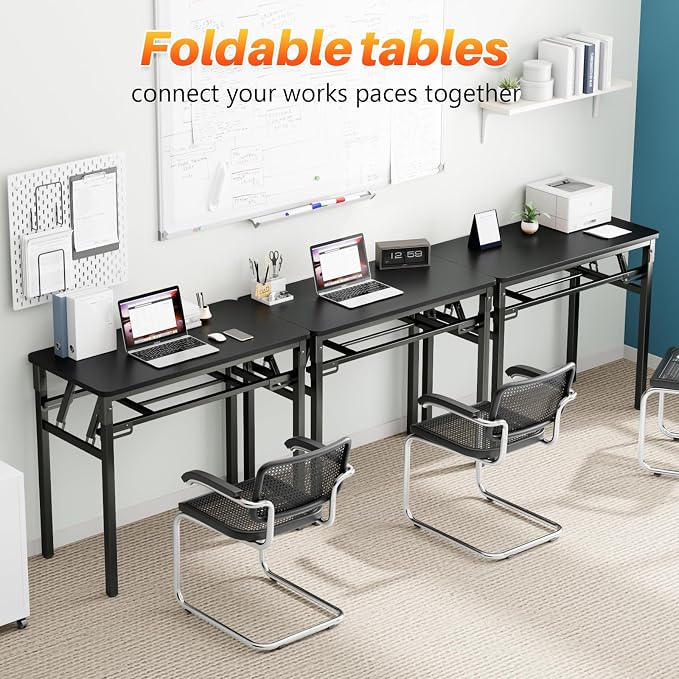 BYMECOST 31.5 inches Folding Desk Small Desk, No Assembly Computer Desk with Storage Shelf, No Install Small Foldable Table for Home Office,Study Table for Small Space (Black, 31.5") - Image 3