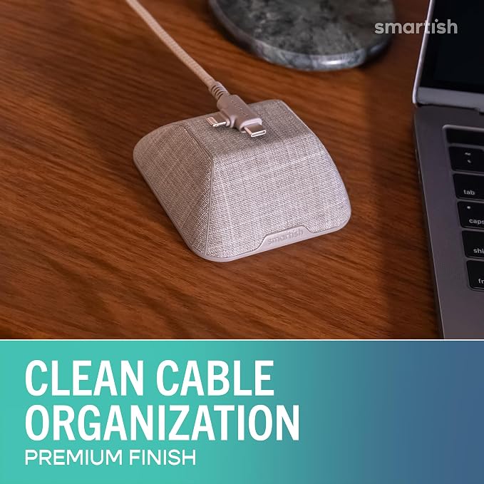 Smartish® Magnetic Cord Holder - Cable Wrangler Organizer with Magnet Clips for Charger Management on Desktop, Nightstand for USB-C + Lightning - Lightly Toasted Beige - Image 2
