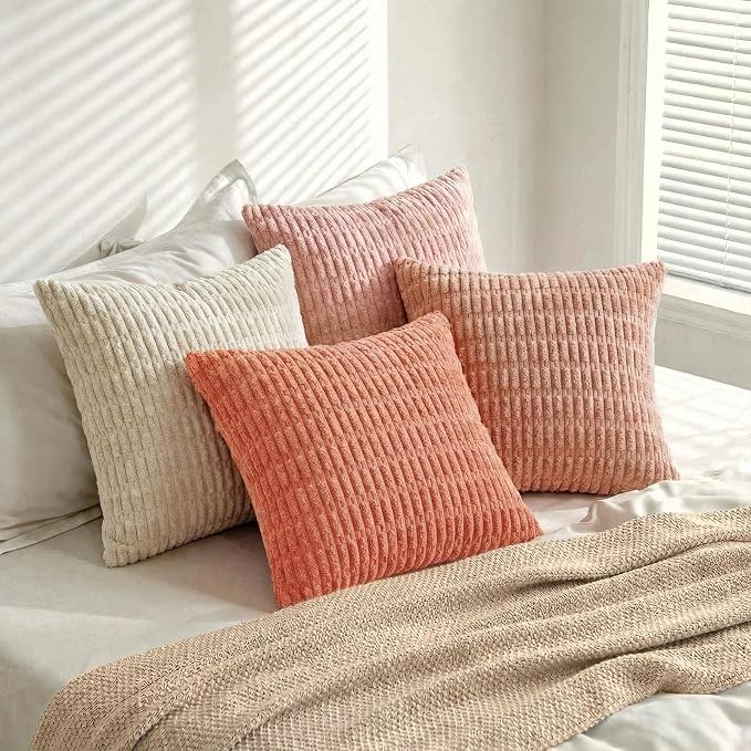 Fancy Homi 4 Packs Decorative Throw Pillow Covers for Living Room Couch Bed, Modern Farmhouse Boho Home Décor Accent Cushion Case, 28" x 28", Pink Series - Image 8