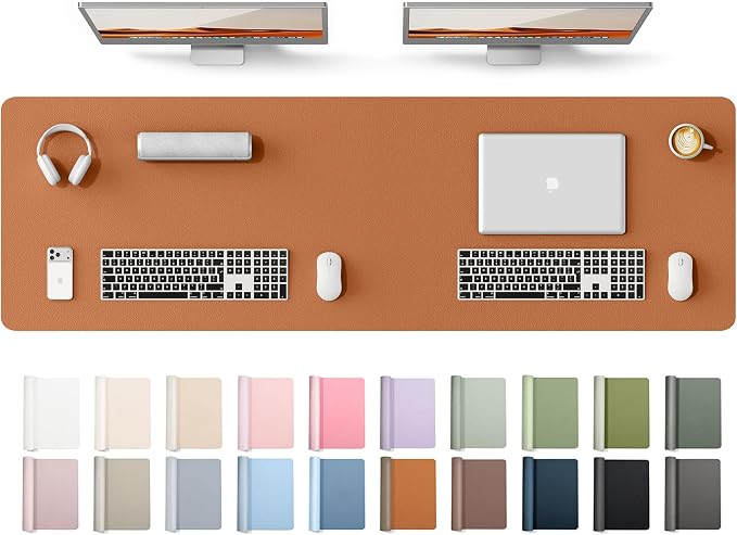 YSAGi Leather Desk Protector, Office Mat, Large Mouse Mat, Non-Slip PU Leather Blotter, Laptop Desk Mat, Waterproof Writing Pad for Office and Home(Brown, 63" x 17.2") by YSAGi