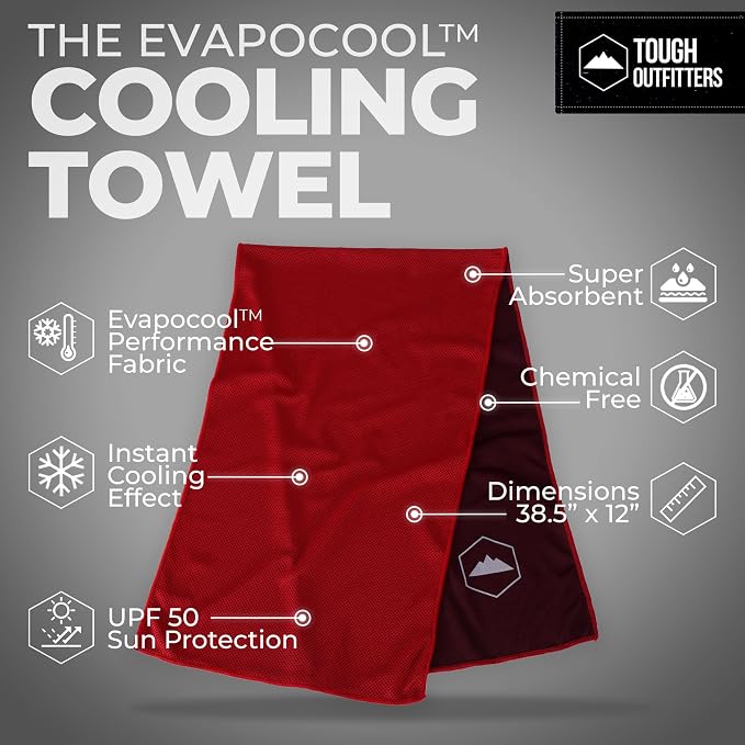 Tough Outdoors Cooling Towels for Neck Face - Neck Cooling Towel for Hot Weather Yoga Sports Golf Sweat - Instant Cold Towel - Image 4
