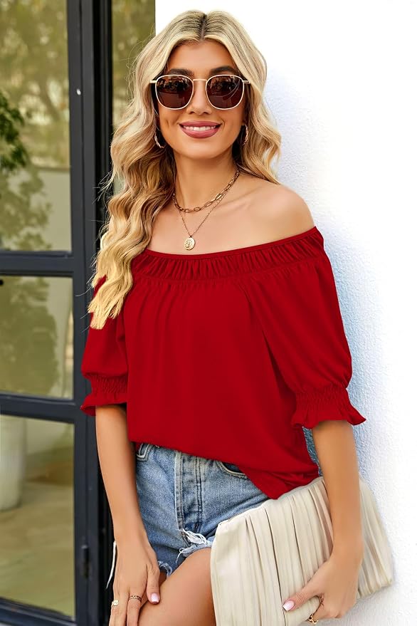WIHOLL Womens Short Sleeve Square Neck Summer Tops Dressy Casual Blouses Trendy Clothes 2026 - Image 3