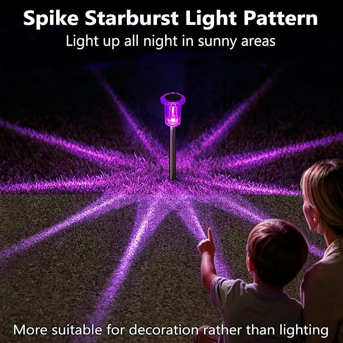DenicMic Solar Halloween Lights Outdoor Waterproof 10 Pack Halloween Decor | Stake Lights for Yard Pathway Garden Walkway Driveway Patio Lawn, Auto On/Off Purple LED Halloween Decorations Outdoor - Image 7