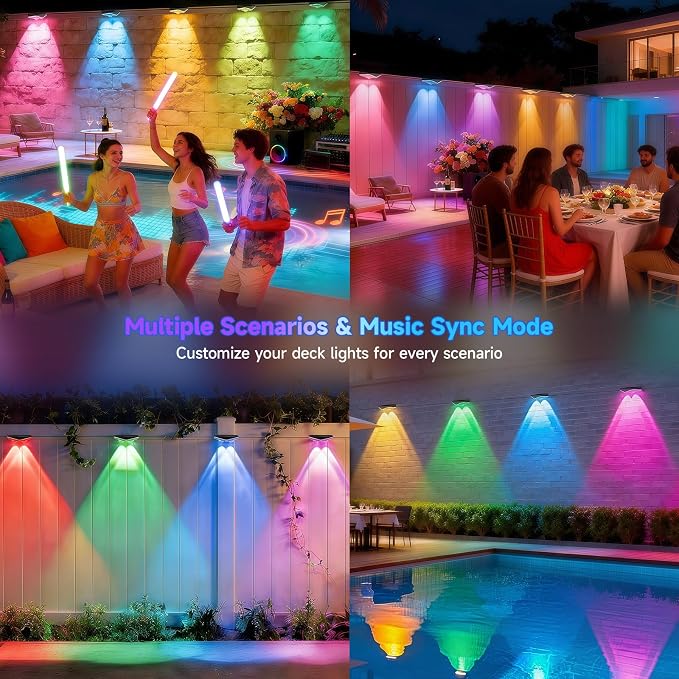 AHAWILL Fence Lights Outdoor 16 Packs,Smart RGB Fence Lighting with APP&Remote Control,IP67 Waterproof Fence Lights,DIY Scene Modes,LED Light for Fence,Patio,Yard,Garden(100ft) - Image 6