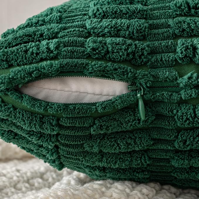 MIULEE Pack of 2 Dark Green Corduroy Decorative Pillow Covers 20x20 Inch Soft Boho Striped Throw Pillow Covers Modern Farmhouse Home Decor for Sofa Living Room Couch Bed - Image 5