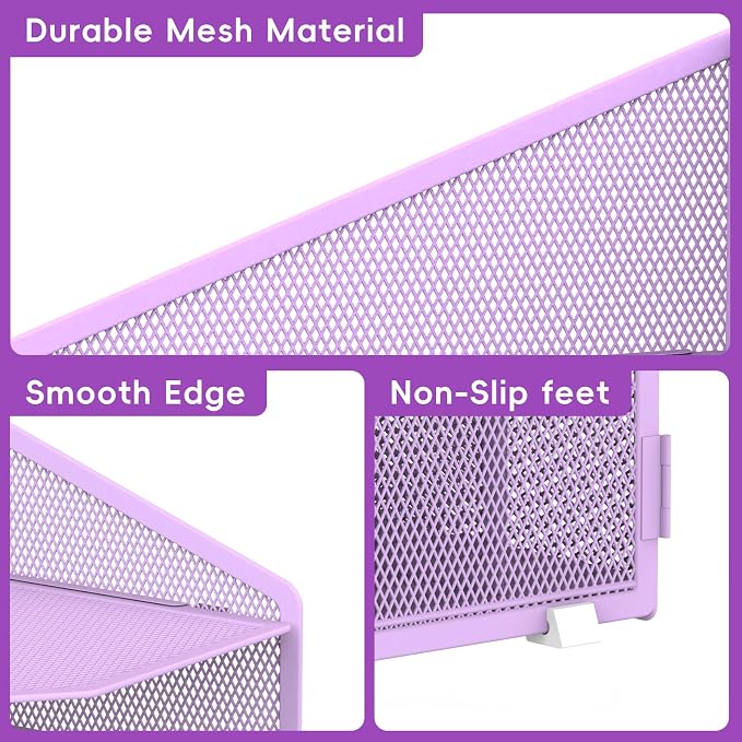 Desk File Organizer, 4 Letter Trays and 2 Upright Sections, Purple | Paper Organizer for Desk with Tiered Letter Trays and Vertical File Holders for Home Office, School and Workspace Use - Image 5