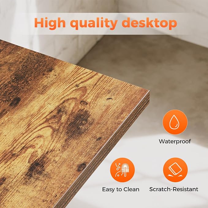 Mericonia 32x16 Inch Computer Desk with Wheels, Small Simple Rolling Desk | Writing Table for Home Office Bedroom Work Study, Brown - Image 5