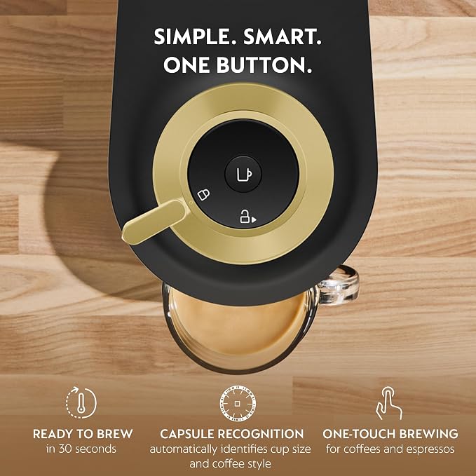 Nespresso Vertuo Pop+ Deluxe Coffee and Espresso Maker by Breville with Milk Frother, Matte Black Gold - Image 2