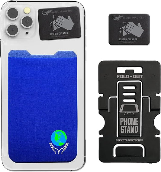 Phone Wallet - Adhesive Card Holder - Cell Phone Pouch - Stick on Lycra Pocket by Gecko - Carry Credit Cards and Cash by GeckoTravelTech