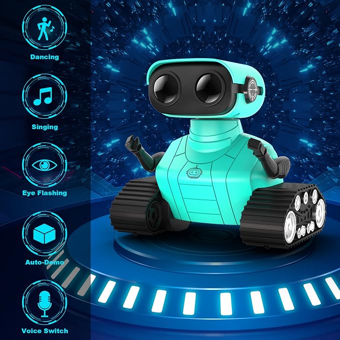 Hamourd Robot Toys - Kids Toys Rechargeable RC Robots, Remote Control Toy with Auto-Demonstration, Flexible Head & Arms, Dance Moves, Music, Shining LED Eyes, for Girls Boys - Image 2