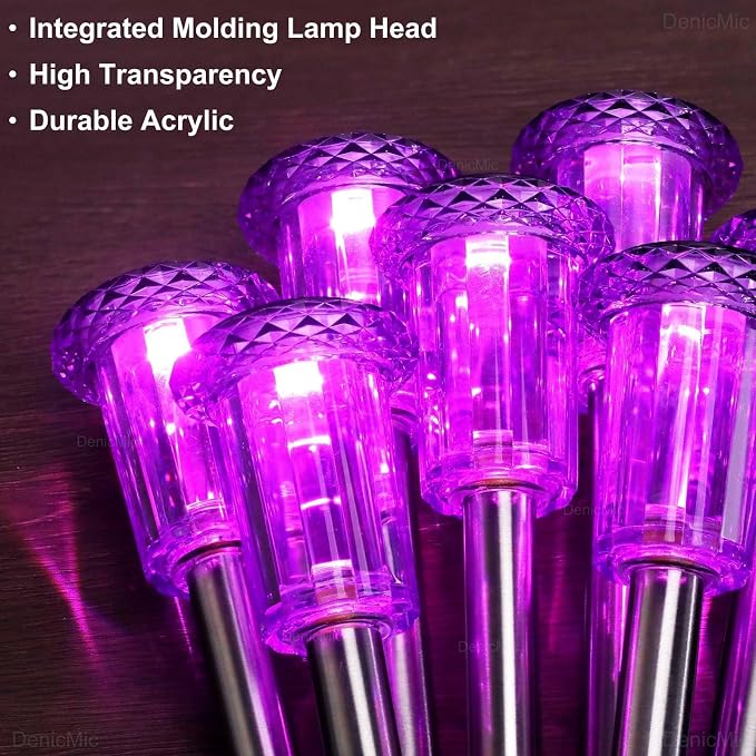DenicMic Solar Halloween Lights Outdoor 15 Pack Purple LED Halloween Decor | Yard Garden Pathway Walkway Driveway Landscape Spike Style Starburst Light Pattern, IP65 Waterproof, Acrylic/Stainless Steel - Image 8