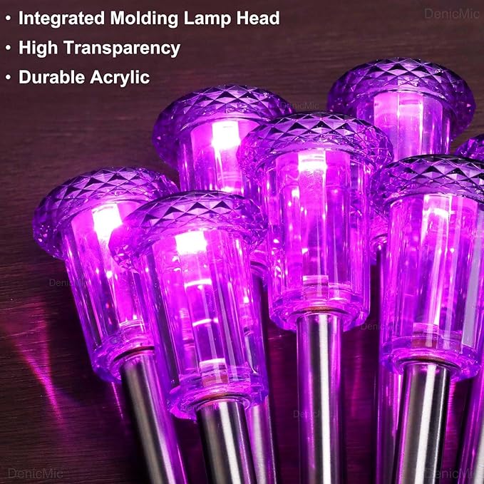 DenicMic Solar Halloween Lights Outdoor Waterproof 10 Pack Halloween Decor | Stake Lights for Yard Pathway Garden Walkway Driveway Patio Lawn, Auto On/Off Purple LED Halloween Decorations Outdoor - Image 6