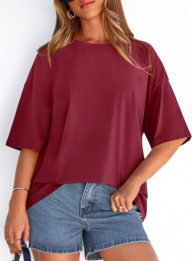 PRETTYGARDEN Womens 2026 Spring Going Out Tops Casual Short Sleeve Crewneck Loose Fit Basic Oversized T Shirts Summer Outfits - Image 2