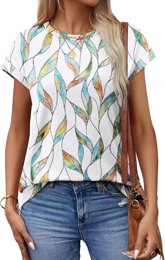 Alaroo Womens Summer Tops Short Sleeve Shirts Crew Neck Tshirt Cute Trendy Tunic Blouses (S-3XL) - Image 3