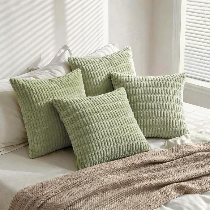 Fancy Homi 4 Packs Decorative Throw Pillow Covers for Living Room Couch Bed, Modern Farmhouse Boho Home Décor Accent Cushion Case, 22" x 22", Sage Green - Image 8