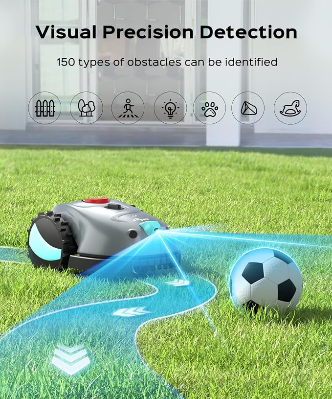 YARDCARE V100 Robot Lawn Mower with HD Vision Navigation, Smart Obstacle Detection, Collision Sensors, Adjustable Cutting Height, Low-Noise Operation—Perfect for Small Lawns up to 1,600 sq ft. - Image 2