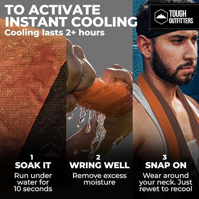 Tough Outdoors Cooling Towels for Neck Face - Neck Cooling Towel for Hot Weather Yoga Sports Golf Sweat - Instant Cold Towel - Image 3