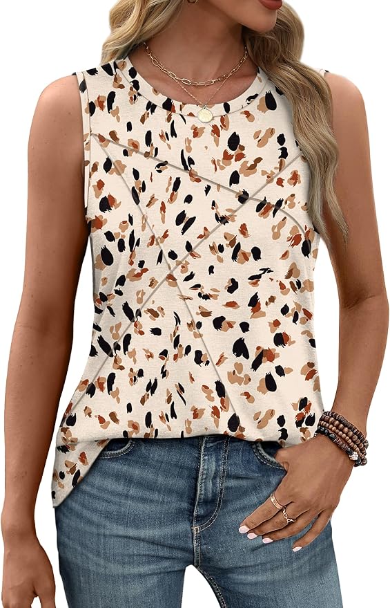 WIHOLL Women's Sleeveless Summer Crewneck Loose Fit Tank Tops - Image 2