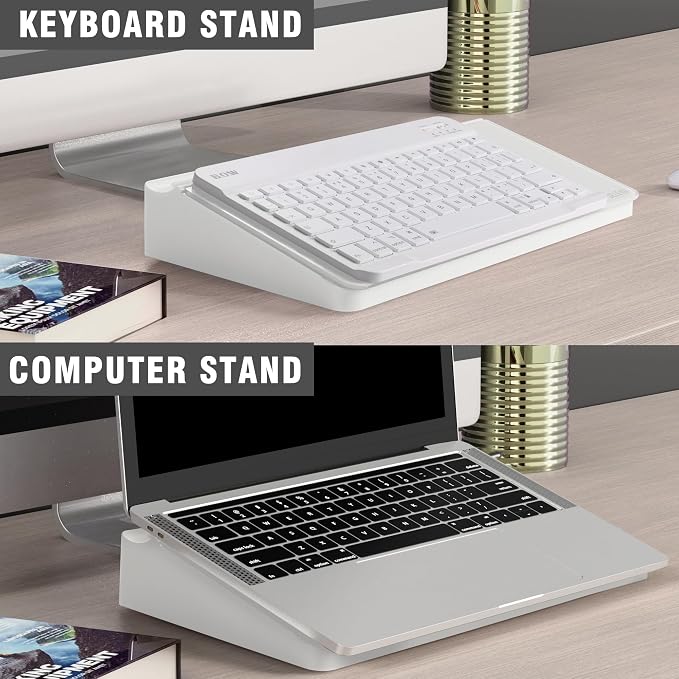 SELEAD Desktop Glass Whiteboard with Storage, Small Dry Erase White Board Computer Pad Keyboard Stand for Home, School, Office Desk Accessories - White - Image 6