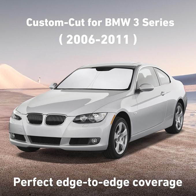 EcoNour Windshield Sunshade Compatible for BMW 3 Series 2006-2009 2010 2011, Sun Visor for Front Windshield & Window Sun Shade Cover, UV Heat Blocker & Protector, Car Accessories - Image 2