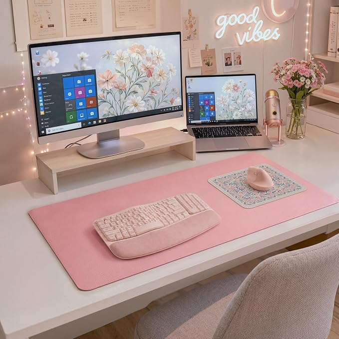 iCasso Aesthetic Small Mouse Pad, 9.5x7.9in,Home Office, Pink Floral | Pink Mini Portable Travel Mousepad, Anti-Slip and Comfortable Cloth Mouse Mat with Stitched Edges for Computer - Image 9