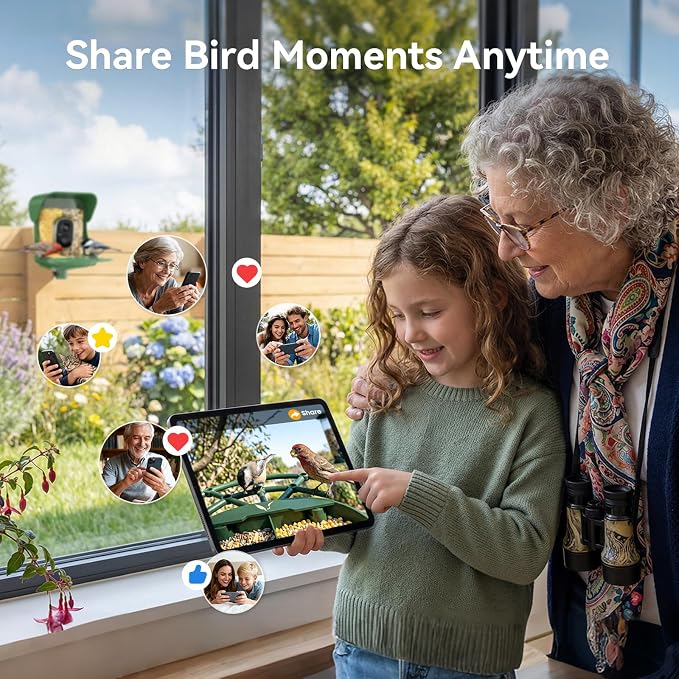 Smart Bird Feeder with Camera, AI Identify Birds Species, 2K HD Color Night Vision, IP65 Waterproof Solar Powered Bird Feeder with 142° Wide Angle, Auto Capture & Real-Time Notifications, Ideal Gift - Image 9
