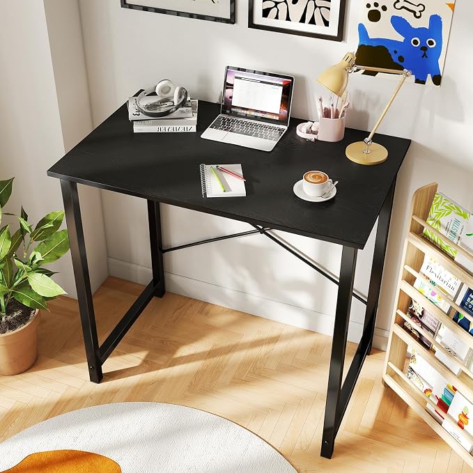 DUMOS 32 in Small Computer Desk for Home Office, Modern Study Work Table Simple Style for Bedroom, Writing Desks with X-Shaped Reinforcement, 2 Pack, Black | Modern Study Writing Work Table, Craft PC Desk Simple Workstation with Reinforcement Structure... - Image 2